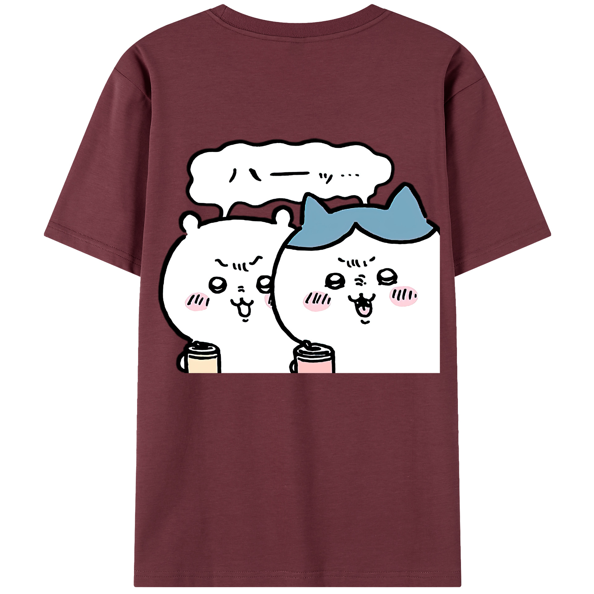 （画像用） ちいかわ ハチワレ Chii-kawa hachiware 綿100％半袖Tシャツ（背面プリント）